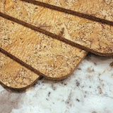 Closeup of cork placemats