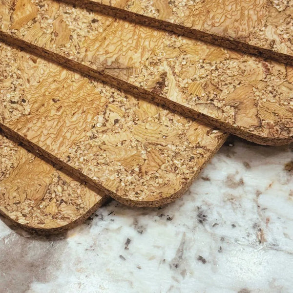 Closeup of cork placemats