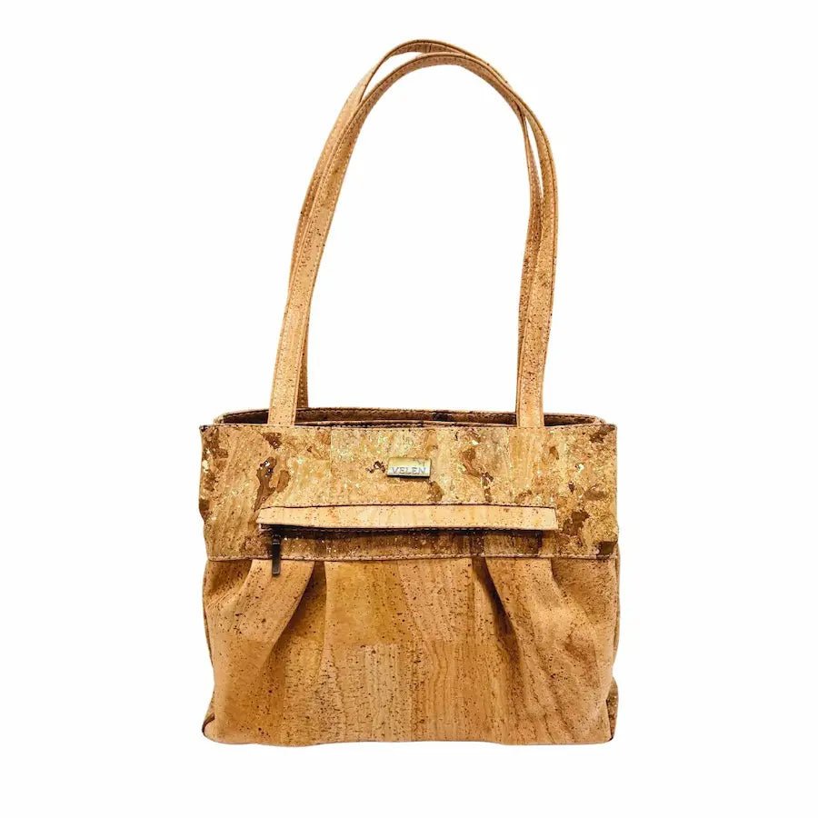Miami Cork Shoulder bag front in Gold and Natural