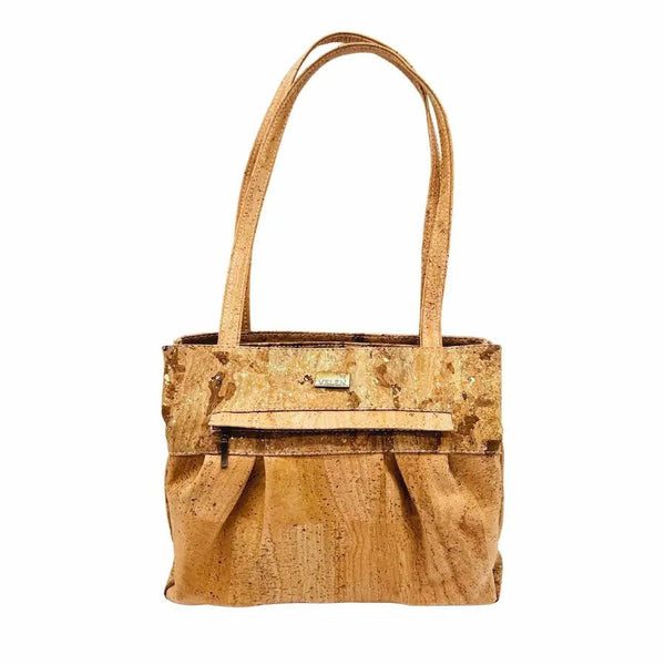 Miami Cork Shoulder bag front in Gold and Natural
