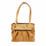 Miami Cork Shoulder bag front in Gold and Natural