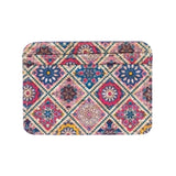 Patterned Cork Slim Card Wallet | Pink & Blue tiles - front | Texas Cork Company