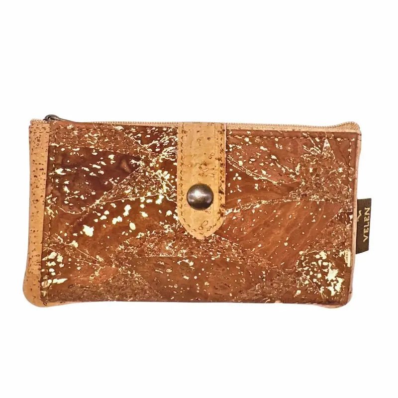 Front of Seattle Slim Woman's Cork Wallet in Brown Gold