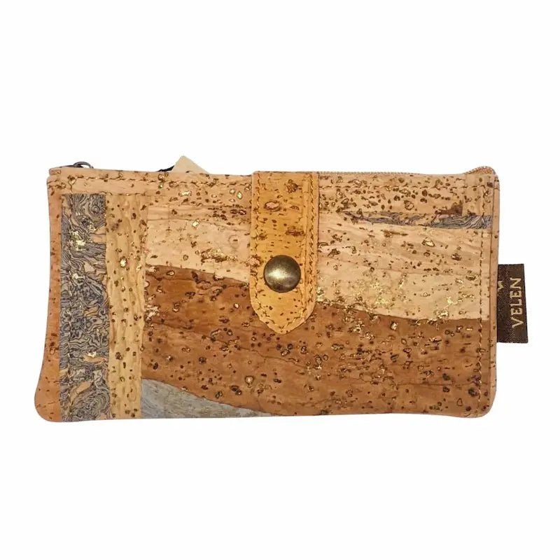 Front of Seattle Slim Woman's Cork Wallet in Earth Sea