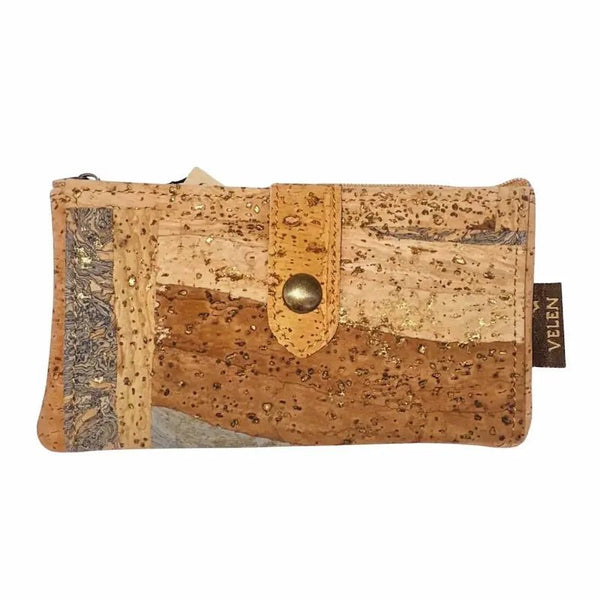Front of Seattle Slim Woman's Cork Wallet in Earth Sea