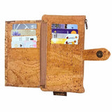 Inside of Seattle Slim Woman's Cork Wallet with cards