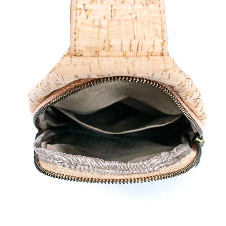 Inside main pocket shows inside slip pocket