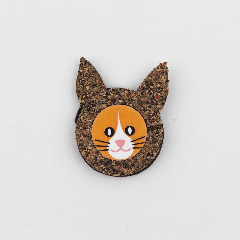 Cork Wine Bottle Drip Stop & Magnet - cat face