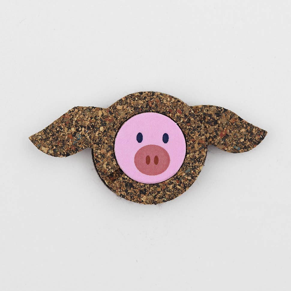 Cork Wine Bottle Drip Stop & Magnet -pig face