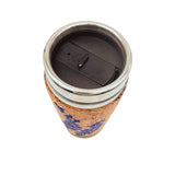 Cork travel mug view of top of lid