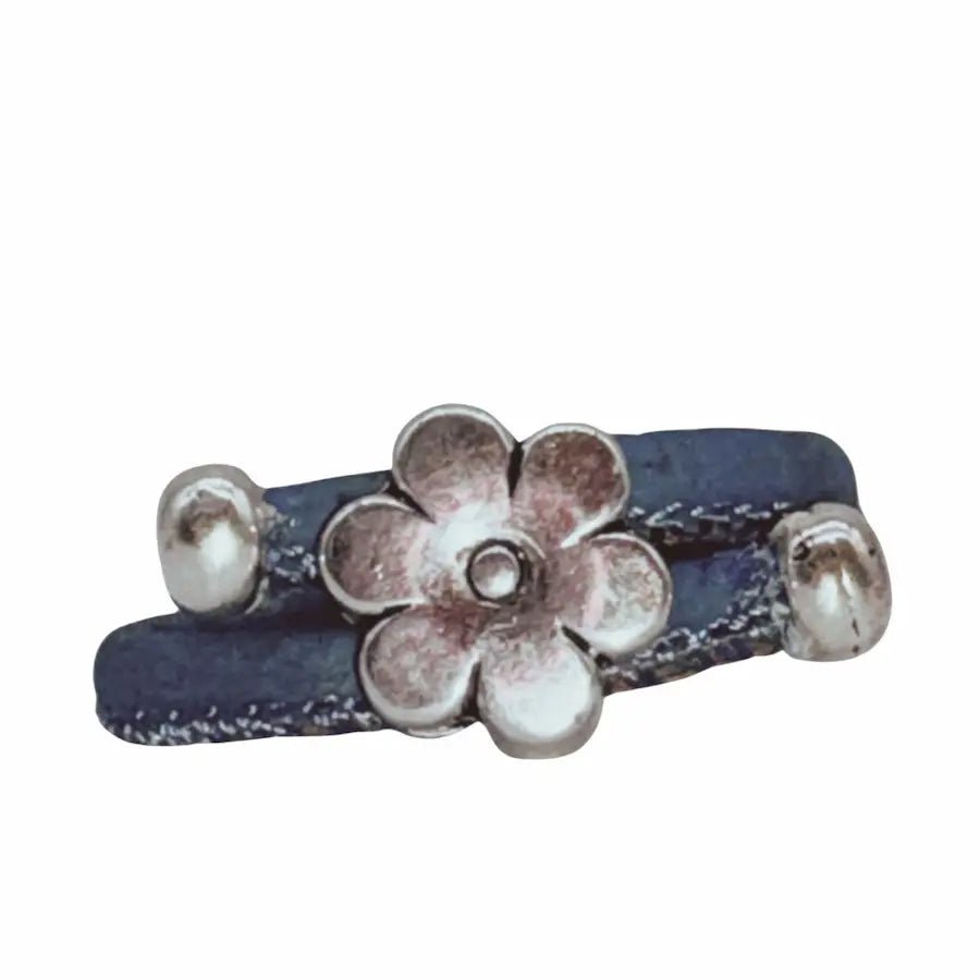 Blue cork cord ring with Daisy charm