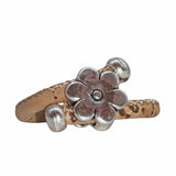 Front view of natural cork cord ring with Daisy charm