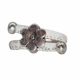 White cork cord ring with Daisy charm