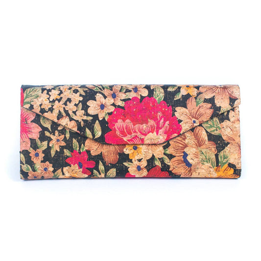 Dark Floral Patterned Cork Foldable Glasses Case from Texas Cork Company