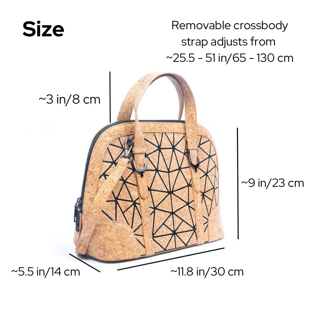 Dimensions of Geometric Convertible Purse from Texas Cork Company