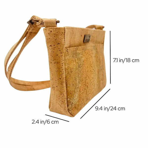 Lexington cork crossbody with front slip pocket - dimensions