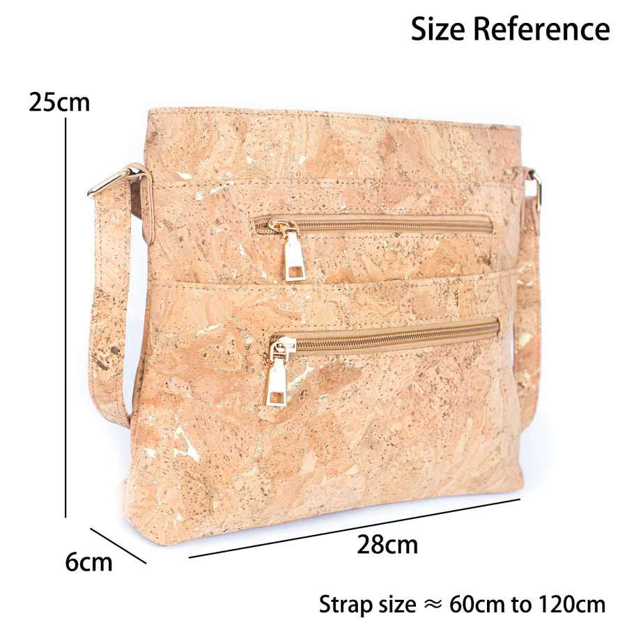 Dimensions of Molten Gold Cork Crossbody with Large Slip Pocket from Texas Cork Company