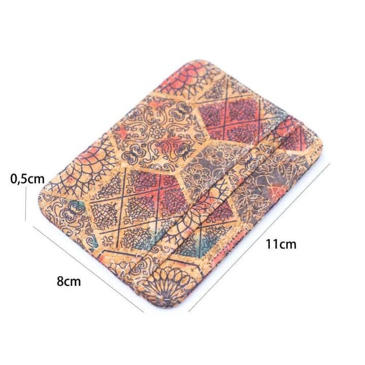 Dimensions of Patterned Cork Slim Card Wallet from Texas Cork Company