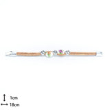 Dimenisons of rose beaded cork bracelet from Texas Cork Company.