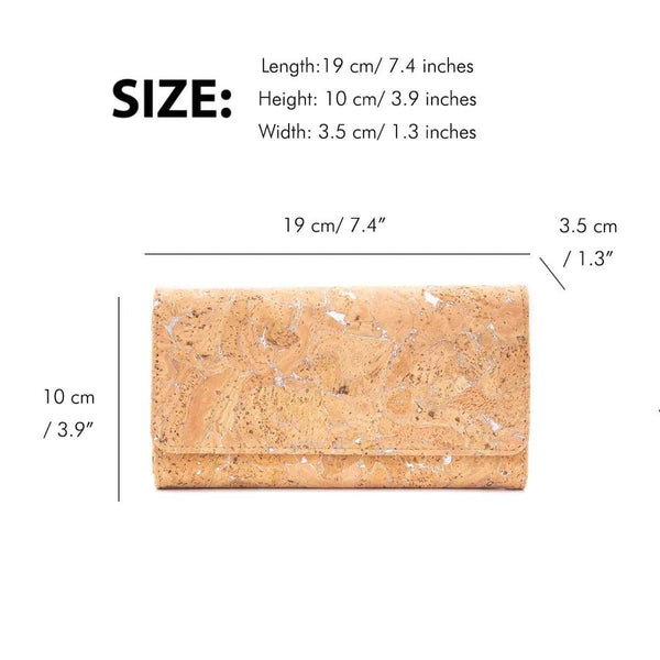 Dimensions Trifold Cork Wallet for Women from Texas Cork Company