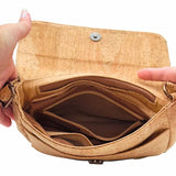 Fargo Cork Crossbody inside showing a slip and a zip pocket