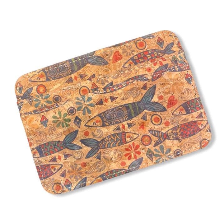 Fish Patterned Cork Slim Card Wallet from Texas Cork Company