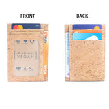 Front and back view of minimalist cork card wallet