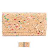 Front of Confetti Trifold Cork Wallet for Women from Texas Cork Company
