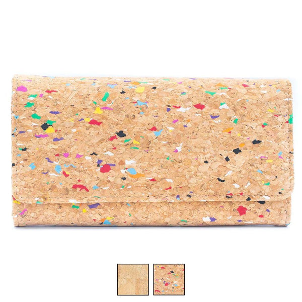 Front of Confetti Trifold Cork Wallet for Women from Texas Cork Company