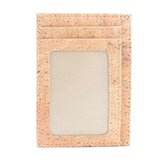 Front view of minimalist cork card wallet in  Natural
