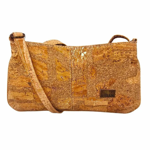 Front view of Savannah Cork Crossbody Baguette in Bright 