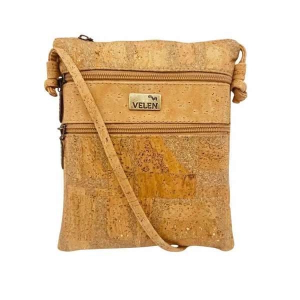 Charleston Cork Triple Zip Crossbody Bag front in Bright Grey
