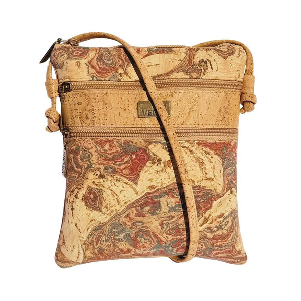 Charleston Cork Triple Zip Crossbody Bag front in Chameleon