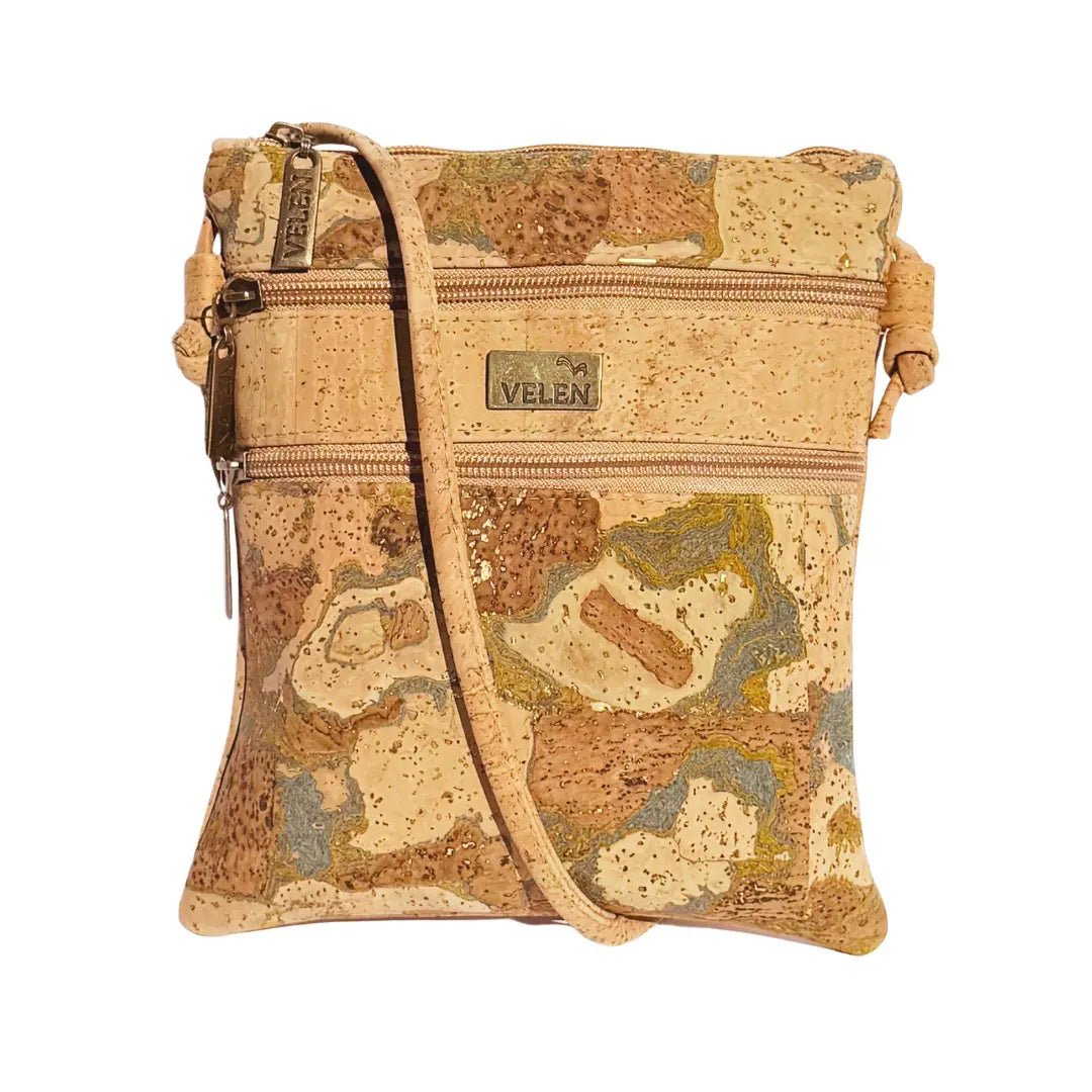 Charleston Cork Triple Zip Crossbody Bag front in Ocean