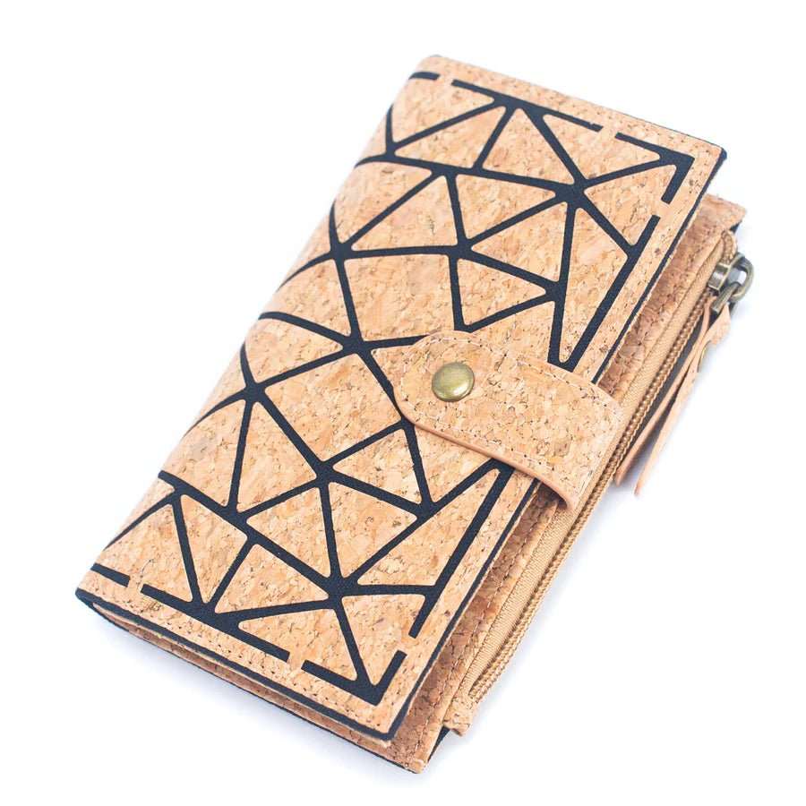 Geometric Exquisite Cork Wallet With Snap Closure from Texas Cork Company