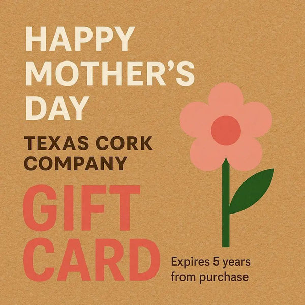 Mother's Day Gift Card with pink flower on cork background