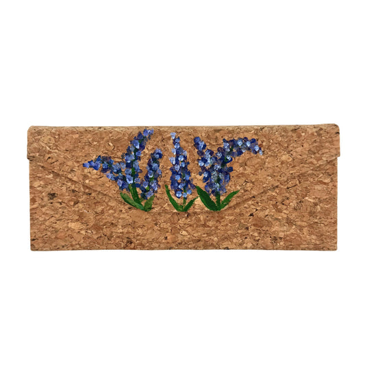 Hand Painted Cork Glasses Case -Texas Bluebonnets Bushy by Texas Cork Company