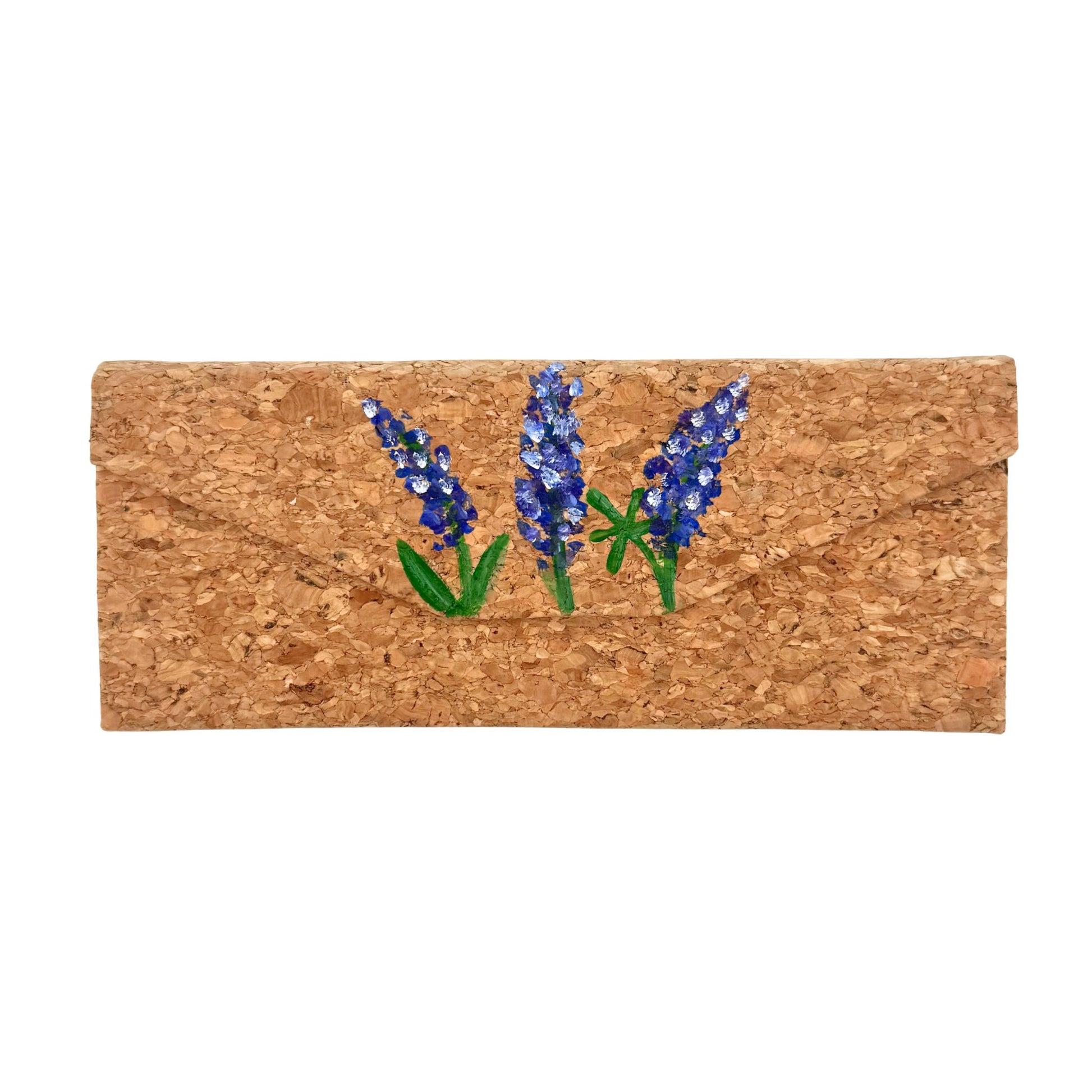 Hand Painted Cork Glasses Case -Texas Bluebonnets Trio by Texas Cork Company