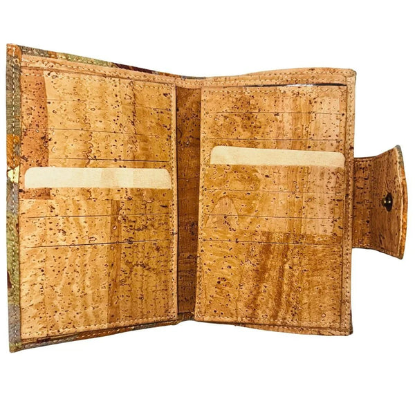 Inside view Golden Gate Trifold Cork Wallet showing card slots