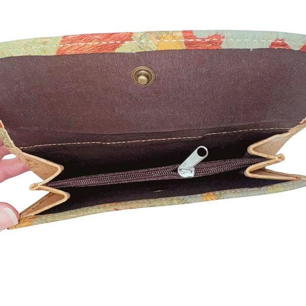 Divided coin keeper in Golden Gate Trifold Cork Wallet