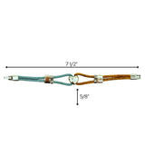Measurement chart showing dimensions of a cork cord bracelet with heart charm and a clasp on a white background