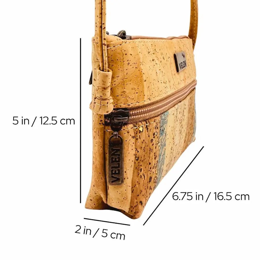 Helena Small Crossbody Cork Bag dimensions