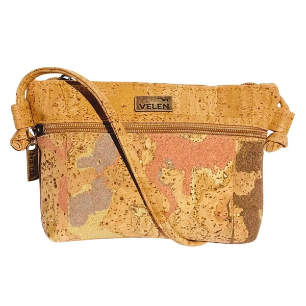 Helena Small Crossbody Cork Bag front in Flamingo