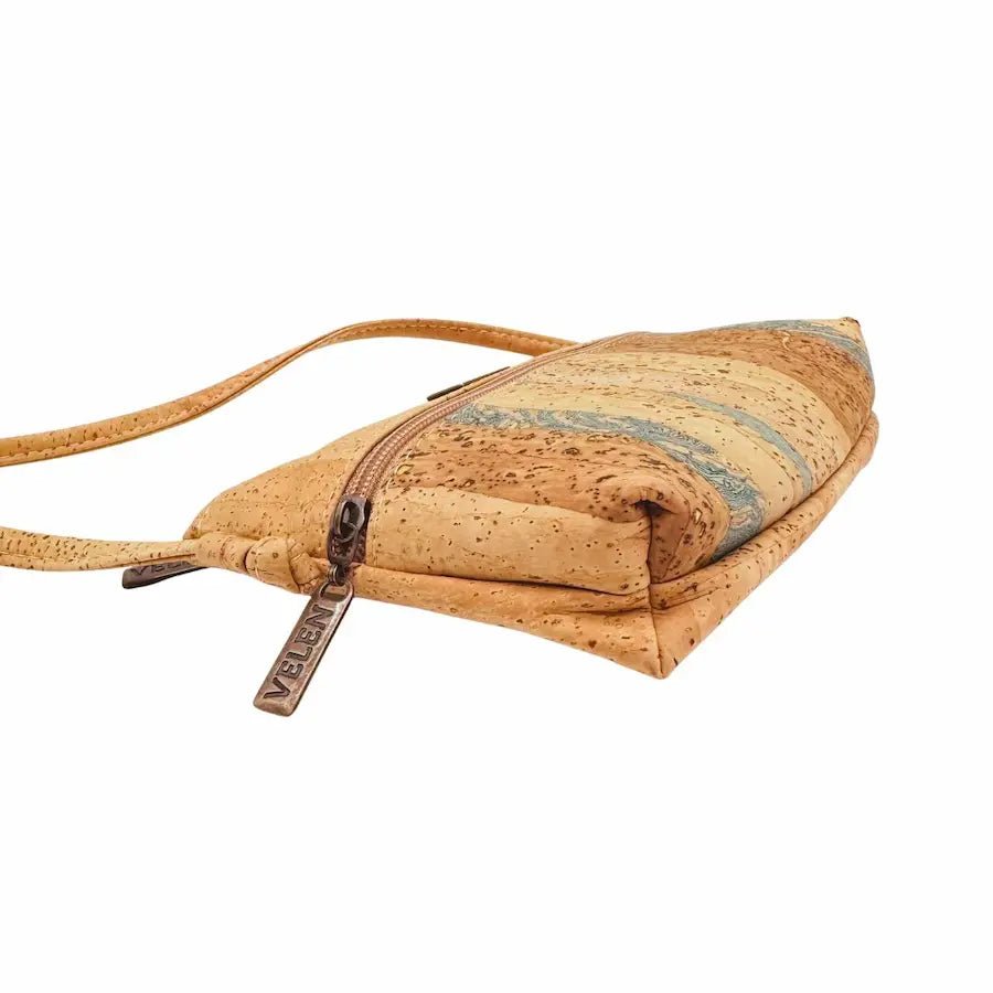 Helena Small Crossbody Cork Bag bottom and side view