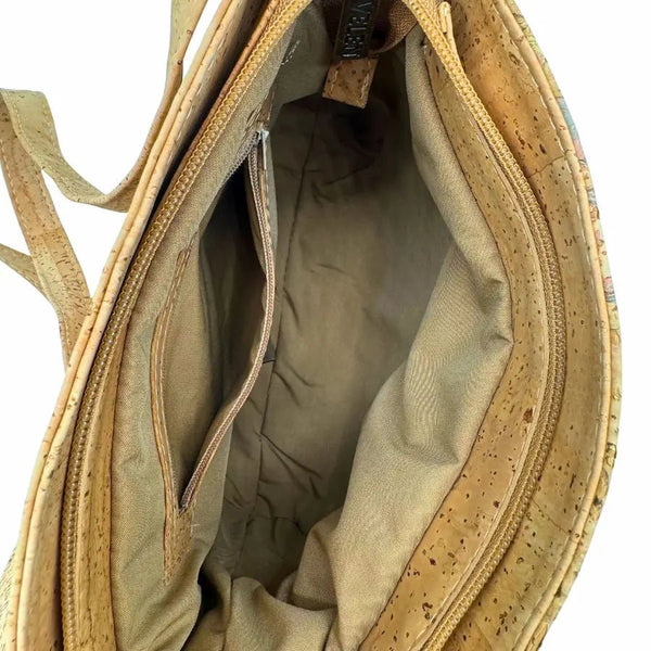 Inside view of Dallas Triple Zip Cork Crossbody
