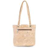 Back of Key West cork shoulder tote with exterior zip pocket