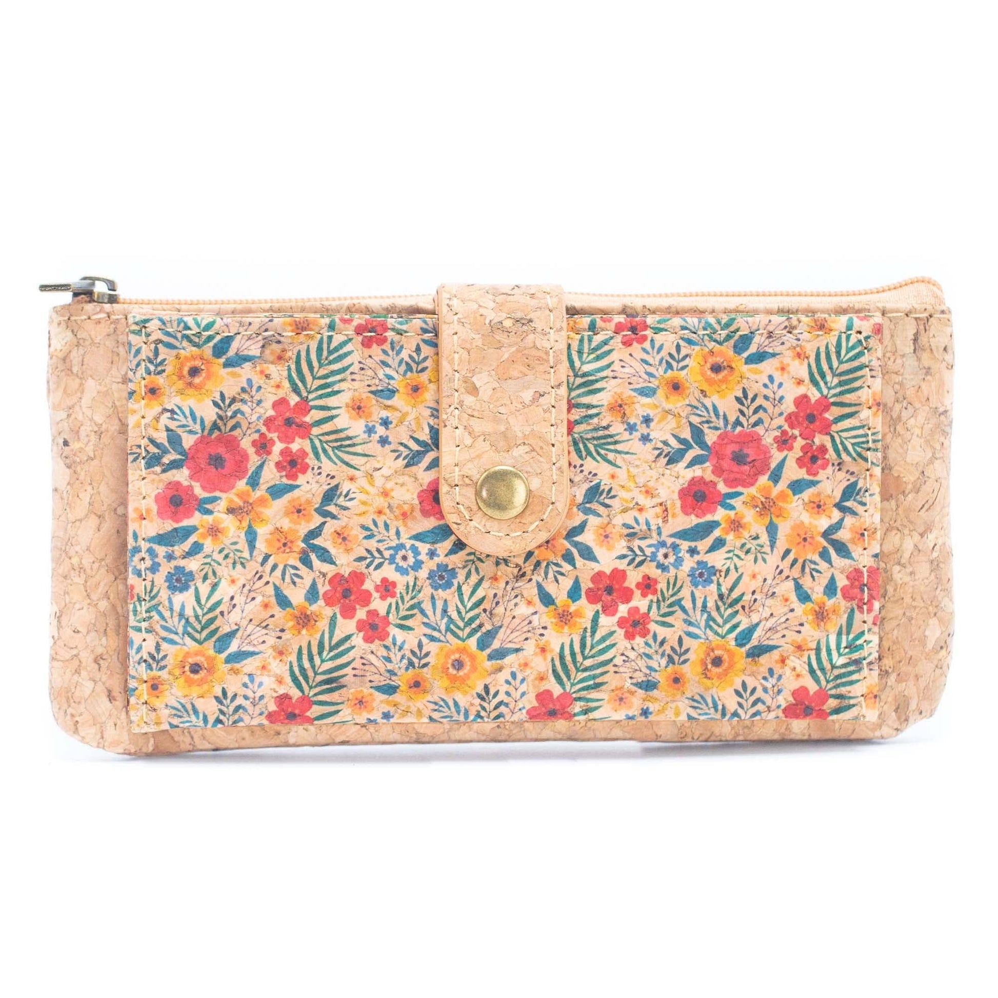 Ladies Slim Cork Card Wallets in Field of Flowers on front from Texas Cork Company