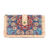 Ladies Slim Cork Card Wallets  - Mandala on front 