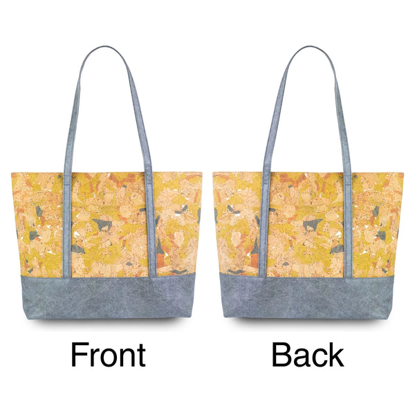 Front and back views of the Laguna Cork Panel Tote in Sunshine