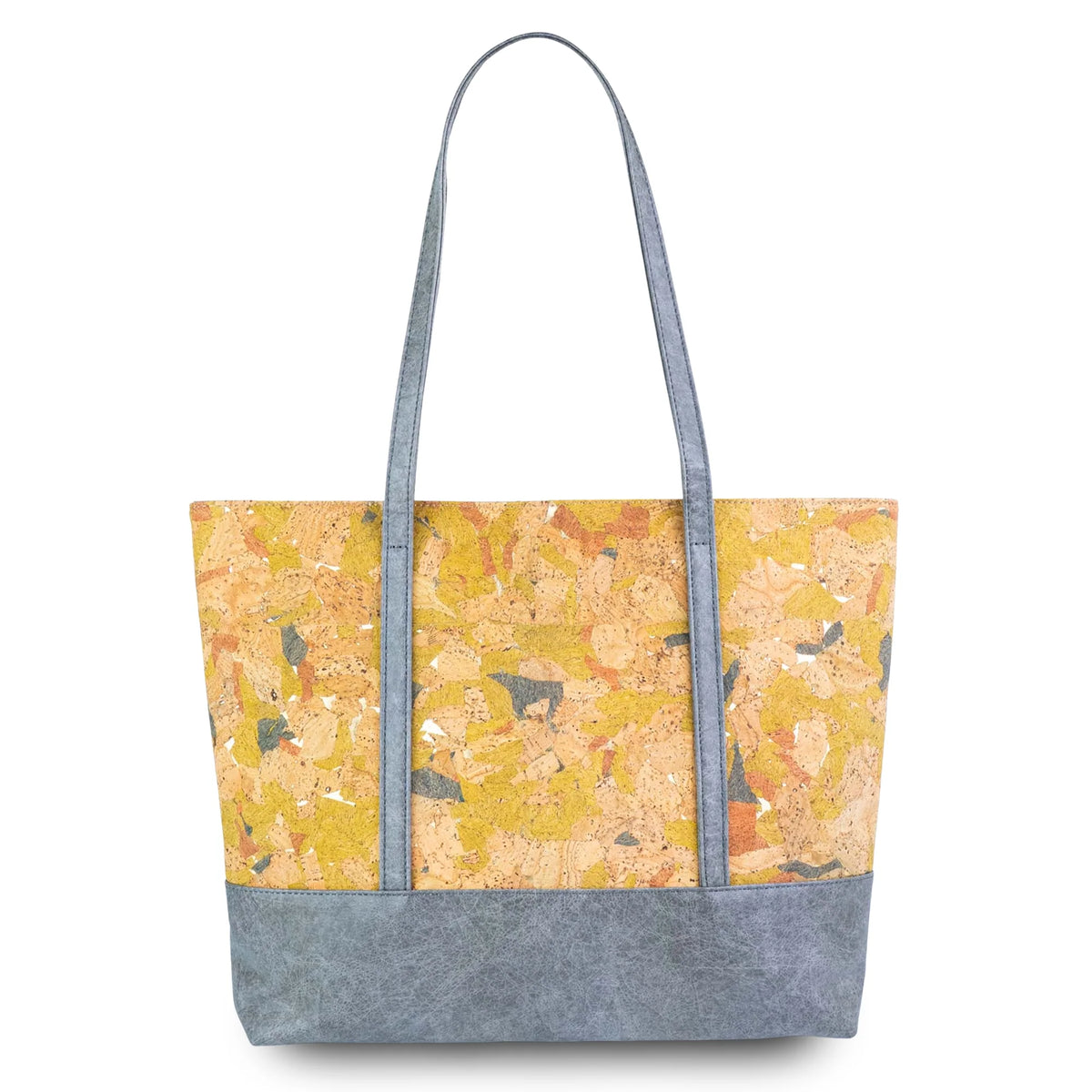Laguna Sunshine cork panel tote with yellow geometric cork pattern